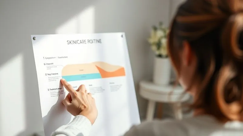 A photorealistic, professional photography shot of an esthetician gently explaining a skincare routine to a client, pointing to a diagram of the skin barrier. The interaction is empathetic and educational, with soft, natural lighting. 8K, cinematic lighting, sharp focus on their hands and the diagram, depth of field, shot on a high-end DSLR.