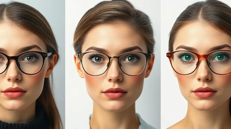 A photorealistic, professional image demonstrating various face shapes (oval, round, square, heart) with corresponding ideal eyewear frame styles subtly overlaid or next to them. The focus is on clear, educational visual examples, cinematic lighting, sharp focus, depth of field. 8K hyper-detailed, shot on a high-end DSLR.