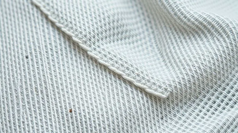A close-up, photorealistic, professional photography shot of a section of aged, hand-woven linen fabric from a pre-1900 garment, showing subtle irregularities in the weave and fiber texture. Macro lens, cinematic lighting, 8K hyper-detailed, sharp focus, shallow depth of field, shot on a high-end DSLR.