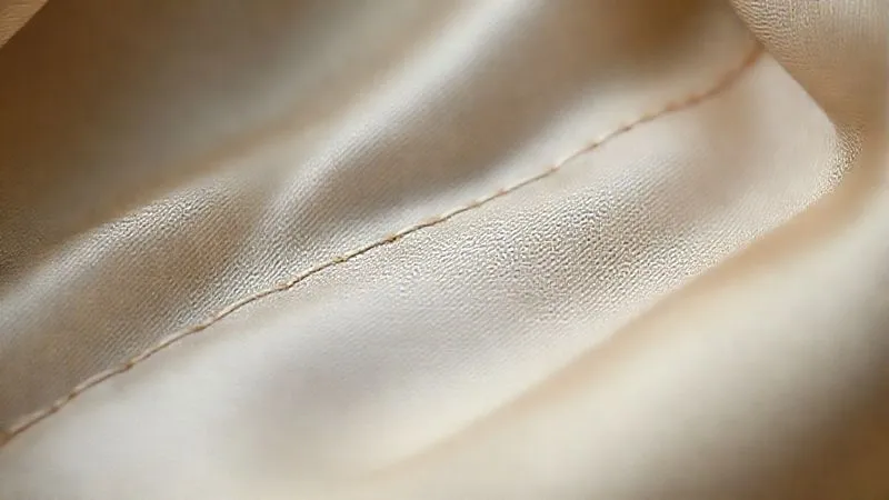 A photorealistic close-up of a meticulously hand-stitched French seam on the interior of a vintage silk garment, showing fine, even stitches. The fabric has a subtle sheen. professional photography, 8K, cinematic lighting, sharp focus, depth of field, shot on a high-end DSLR.