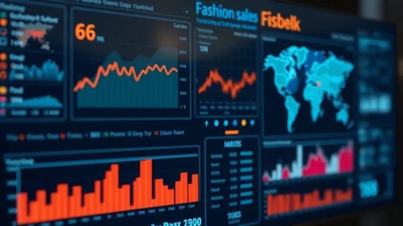 A photorealistic image of a digital dashboard displaying real-time fashion sales data, with dynamic charts and graphs updating instantly, overlaid with a subtle heatmap showing global consumer interest, professional photography, 8K, cinematic lighting, sharp focus, depth of field, shot on a high-end DSLR.