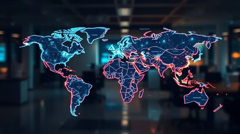Photorealistic, professional photography, 8K, cinematic lighting, sharp focus on a world map made of glowing data points and connecting lines, with distinct color overlays highlighting different regulatory regions (EU, US, China, Japan), superimposed with faint legal texts and molecular structures, depth of field blurring a modern office, symbolizing the interconnected yet diverse global regulatory landscape for biotech, professional, hyper-detailed.