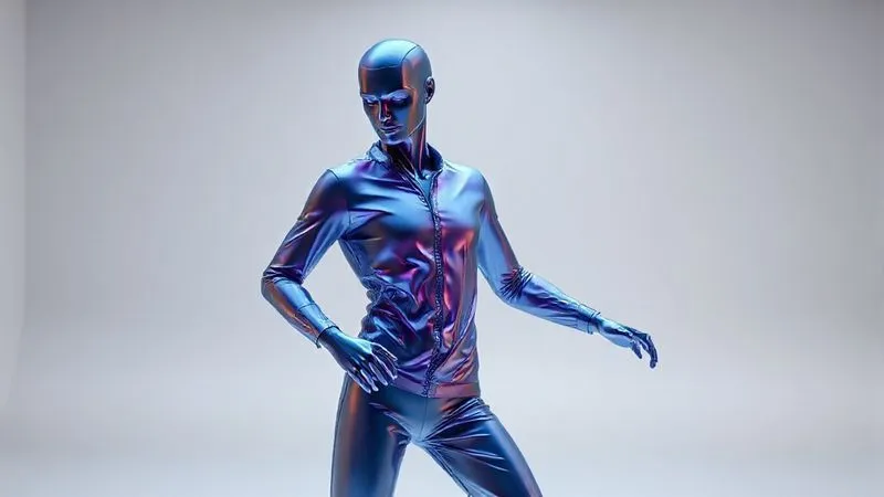 A photorealistic image of a highly detailed 3D digital avatar wearing a custom-designed virtual garment, with stress maps highlighting areas of tension and ease. The avatar is in a dynamic pose, showcasing the garment's movement, within a sleek virtual studio, cinematic lighting, 8K, depth of field, shot on a high-end DSLR.