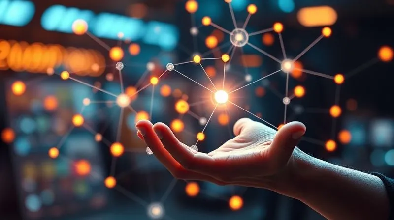 A photorealistic, professional photography, 8K, cinematic lighting, sharp focus, depth of field, shot on a high-end DSLR. A vibrant, futuristic data visualization of fashion trends, with interconnected nodes representing social media mentions, sales data, and material innovations. The visual should be dynamic and complex, suggesting deep analytical insight, with a subtle human hand interacting with a holographic interface.