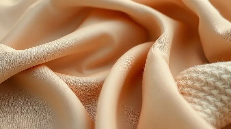 photorealistic, professional photography, 8K, cinematic lighting, sharp focus, depth of field, shot on a high-end DSLR, a close-up shot of various fabric textures: the soft sheen of silk, the subtle grain of crepe, the rich pile of velvet, and the smooth finish of fine wool, arranged elegantly, highlighting their tactile qualities, warm inviting light.