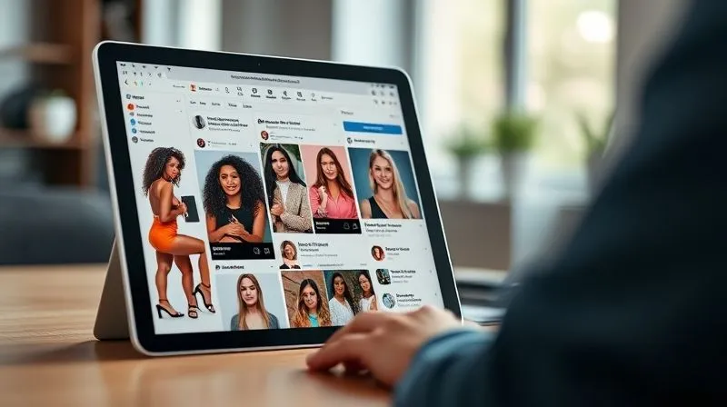 A vibrant online community forum interface displayed on a tablet, with diverse profile pictures of women, actively engaging in discussions related to fashion, empowerment, and shared experiences. The screen shows comments, likes, and replies, indicating dynamic interaction. Photorealistic, professional photography, 8K, cinematic lighting, sharp focus on the tablet screen, depth of field subtly blurring a modern, minimalist workspace background with natural light, shot on a high-end DSLR.