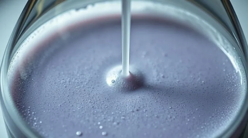 A macro, photorealistic image showing a perfectly mixed and vacuumed investment slurry filling an intricate jewelry flask, with no visible air bubbles. The surface is smooth and uniform. Professional photography, 8K, cinematic lighting, sharp focus, depth of field, shot on a high-end DSLR.
